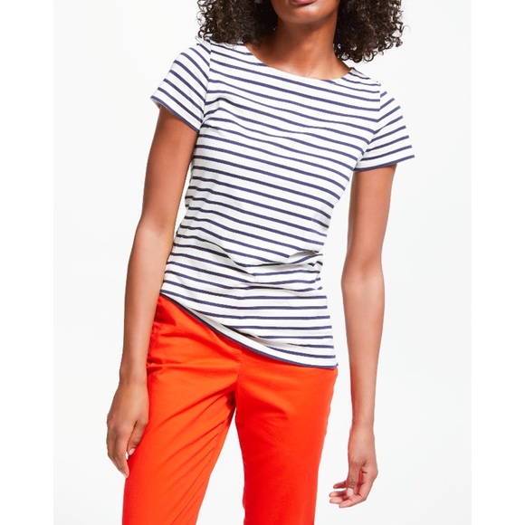 NWOT Boden Brenton White Navy Striped Perfect Tee - Picture 2 of 2